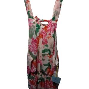 NWT! Georgette Floral Print Halter Maxi Dress Gown Orchid Pink White~Sz 24 C36